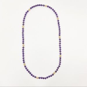Amethyst With Gold Tone Accent Bead Necklace